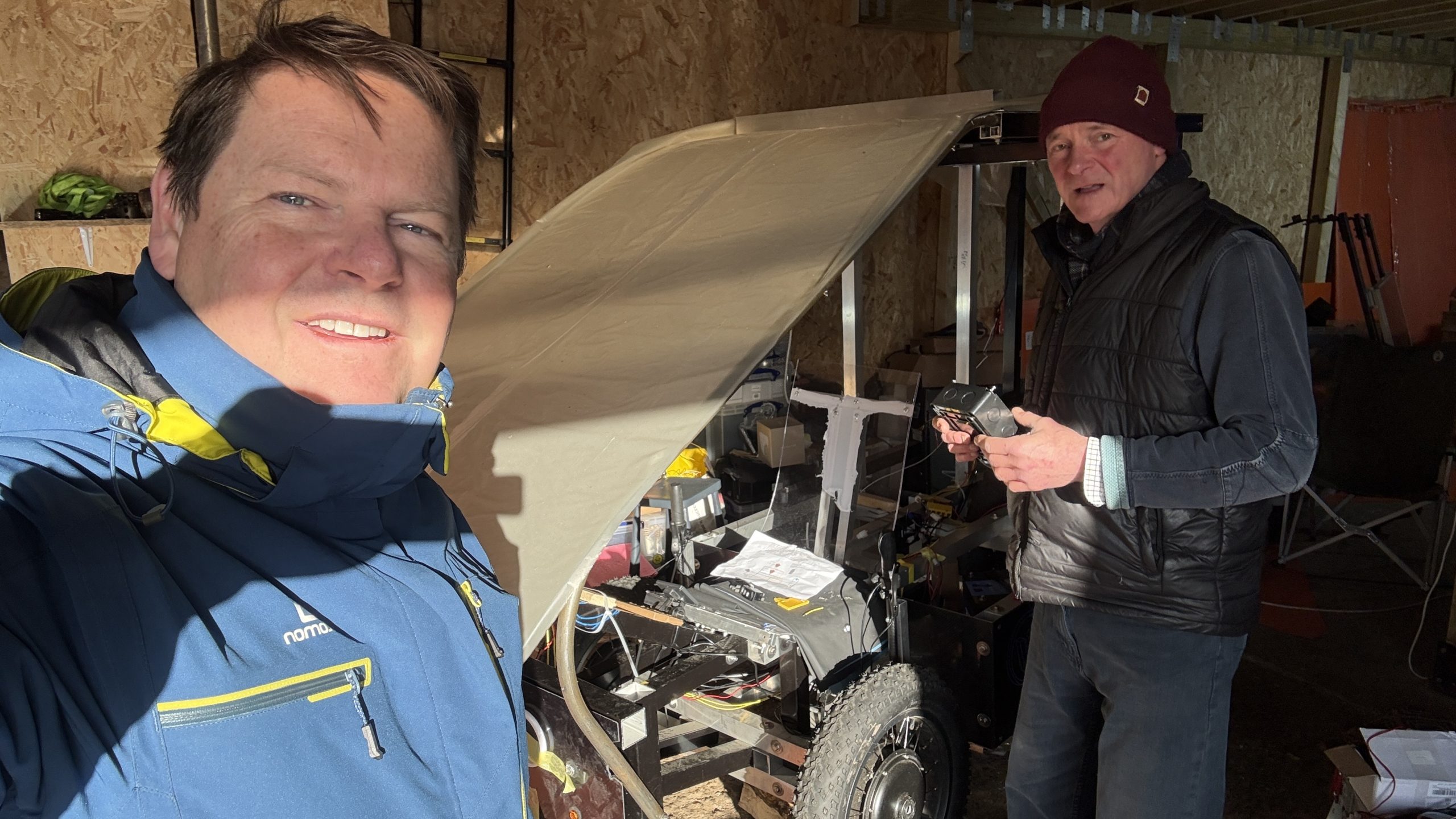Andy And Christian bulding eCargo bikes in middle of winter